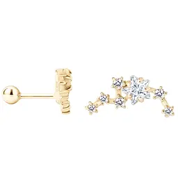 Сережка для хеліксу з жовтого золота Зоряне сяйво (з40106)