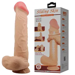 Фалоімітатор Baile Sliding Skin Bendable 10.2'' 26 см тілесний - мініатюра 10