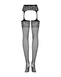 Сітчасті панчохи-стокінги з імітацією гартерів Obsessive Garter stockings S500 чорні з доступом S/M/L - мініатюра 5