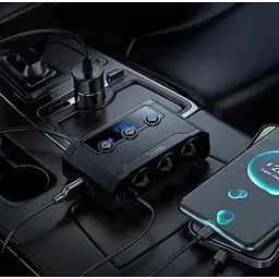 Автомобільний USB-адаптер Hoco Anshun Z64 для зарядки гаджетів Чорний - мініатюра 3