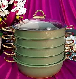 Мантоварка-пароварка з антипригарним покриттям O.M.S. Collection 6091 C-28 см 5,8 л Green - мініатюра 2