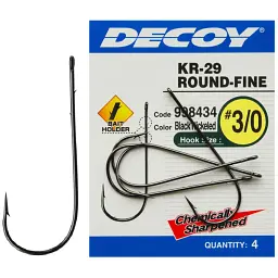 Крючок Decoy KR-29 Worm Round-Fine 3/0 (4 шт/уп)