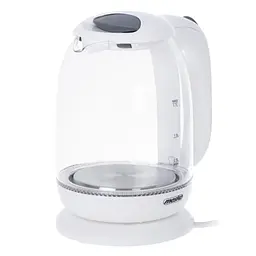 Скляний електрочайник Mesko MS 1302 White, 1,7 л, 2200 Вт, з LED-підсвіткою, прихований нагрівальний елемент, білий - мініатюра 3