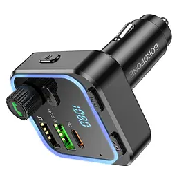 АЗП FM модулятор Borofone BC53 Highway PD20W+QC3.0 (2USB-A/1C) Black - мініатюра 4