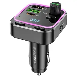АЗП FM модулятор Borofone BC53 Highway PD20W+QC3.0 (2USB-A/1C) Black - мініатюра 2