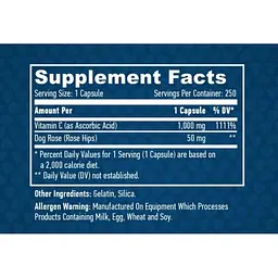 Вітамін С + Шипшина Haya Labs High Potency Vitamin C 1000 mg with rose hips 250 капсул - мініатюра 3