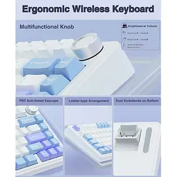 Клавіатура ігрова механічна Aula Mechanical F75 Wireless Purple-White ENG/UKR Gasket Reaper switch - мініатюра 10