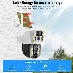 4K Бездротова камера Solar WI-FI, подвійний об'єктив, нічне бачення V380 Pro CCTV 8 Мп - мініатюра 7