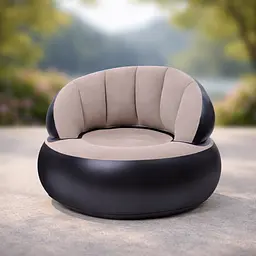 Надувне крісло AIR SOFA / Надувне велюрове крісло 80х80х67 см Бежевий