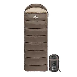 Спальник з капюшоном Naturehike U150 NH20MSD07, (11°C), правий, коричневий - мініатюра 2