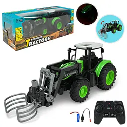 Радіокерований трактор Tractors з вилковим захопленням та світловими ефектами, зелений (634)