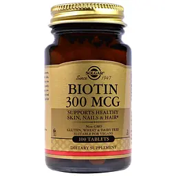 Біотин, Biotin, 300 мкг, 100 таблеток Solgar vit0002886