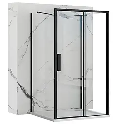 Душова кабіна Rea Rapid Slide 140x80 black пристінна REA-KPL-09886, Чорний матовий, Універсальна, прозрачний, Чорний матовий