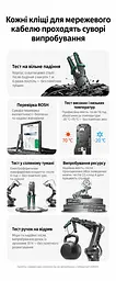 Обтискні кліщі для мережевого кабелю UGREEN NW136 Pro кримпер для штекерів 6P/8P з різанням та саморегульованим зняттям ізоляції для телефонних і мережевих штекерів категорій п’ять і шість та їхніх покращених версій не для екранованих штекерів із затискачем «ластівчин хвіст» для зняття ізоляції з круглих кабелів діаметром до 8 мм і з плоских кабелів з кільцем фіксації губок з механізмом зменшення зусилля м’які протиковзні руків’я TPE лезо 33 мм чорні (85949) - мініатюра 15