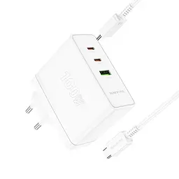 Зарядний пристрій Borofone BN11 USB/2 Type-C PD 100W білий + кабель Type-C to Type-C - мініатюра 5