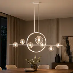 Сучасна підвісна люстра Artlight 1003/7WH біла з 7 скляними плафонами та LED-кільцем - мініатюра 6