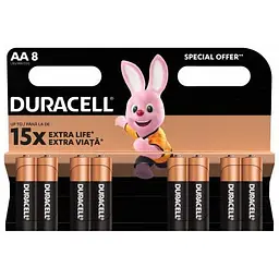 Батарейка Duracell AA лужні 8 шт. в упаковці (5000394006522 / 81417083 / 81480361) - мініатюра 2