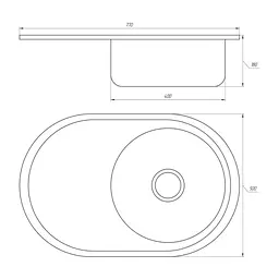 Мийка кухонна Mira MR 7750 D Decor овальна з полицею 770х500х180 мм 30412 - мініатюра 3