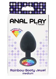 Анальна пробка з кристалом ToyJoy Rainbow Booty Jewel Medium, 8 см (чорний) - мініатюра 5