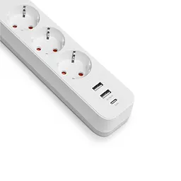 Мережевий подовжувач VIDEX ONCORD з/з 3п 3м (3x1.5мм) 2.4А 2USB+USB-C з кнопкою White VIDEX (27693-000) - мініатюра 4