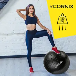 М'яч для фітнесу (фітбол) Cornix 65 см напівмасажний Anti-Burst Black XR-0474 - мініатюра 4