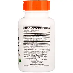 Коензим Q10 з біоперином Doctor's Best High Absorption CoQ10 with BioPerine 200 мг 60 вегетаріанських капсул - мініатюра 2