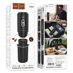 Портативна кавоварка Hoco HX80 All-in-One 1300 mAh Black - мініатюра 3