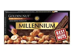 Шоколад MILLENNIUM 100г Gold з цілим горіхом чорний NEW шб