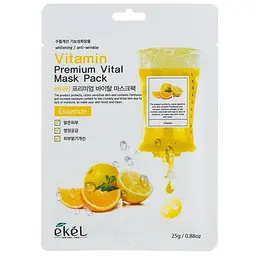Маска тканинна для обличчя Ekel Premium Vital з екстрактом вітаміну