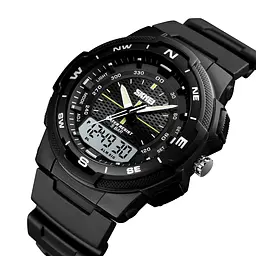 Наручний годинник чоловічий Skmei 1454 Black - White (12382) - мініатюра 2