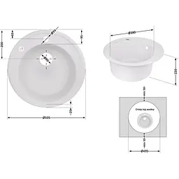 Кухонна мийка Lidz D510/200 WHI-01 біла (LIDZWHI01D510200) - мініатюра 6