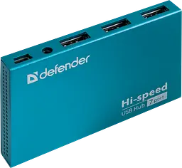 USB-хаб Defender Septima Slim+Adapterб 7xUSB 2.0 220V (83505) (6054147) - мініатюра 2