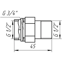 Згін-американка прямий Quality Professional 1/2″ НІКЕЛЬ QP160 000013964 - мініатюра 3