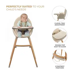 Стілець для годування Kinderkraft 2 в 1 Fini 2 Beige (5902533924493) - мініатюра 5
