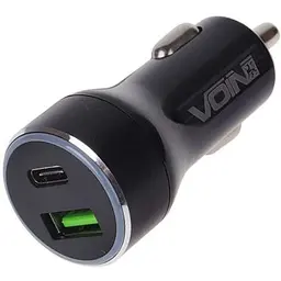 Автомобільний зарядний пристрій Voin 45W, 1USB QC3.0 18W + 1PD 27W 12/24V (C-45205Q)