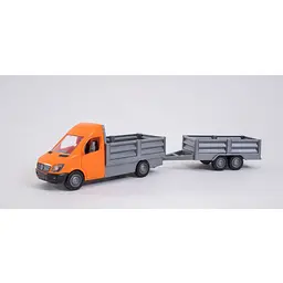 Автомобіль Tigres Mercedes-Benz Sprinter бортовий з причепом, масштаб 1:24, помаранчевий (39667) - мініатюра 4
