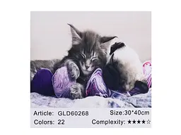 Алмазна мозаїка за номерами Кошеня 60268, 30x40 см
