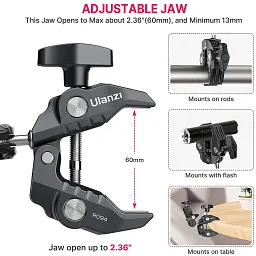 Кріплення для екшн-камери Ulanzi R094 Multi-Functional Super Clamp (2638) [86262] - мініатюра 6