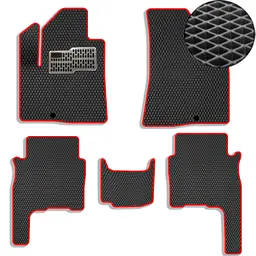 Килимки у салон EVA для Hyundai Santa Fe 2006-2010 (Доресталінг) з підп'ятником Чорно-Червоний кант 5 шт