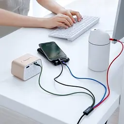 Кабель Baseus Fast 4-in-1 Cable USB to Lightning(2)+Type-C+MicroUSB 3.5A 1.2m CA1T4-A01 Black - мініатюра 4