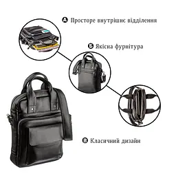 Чоловіча сумка вертикального формату SHVIGEL 11167 під А4 чорний флотар - мініатюра 7