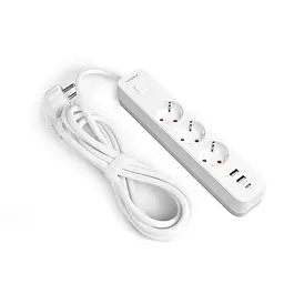 Мережевий подовжувач VIDEX ONCORD з/з 3п 3м (3x1.5мм) 2.4А 2USB+USB-C з кнопкою White VIDEX (27693-000) - мініатюра 2