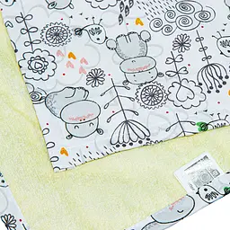 Пелюшка непромокальна Еко Пупс Eco Cotton Бегемотики-пташки двостороння 50х70 см біло-сіра - мініатюра 2