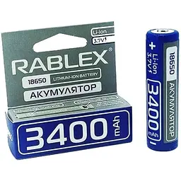 Літій-іонний акумулятор із захистом Rablex 18650 3400 mAh (Li-ion) 3.7 V - мініатюра 4