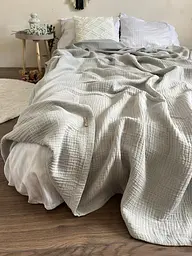 Покривало Zeintex Heaven муслінове бавовняне світло-сіре 240х280 см - мініатюра 7