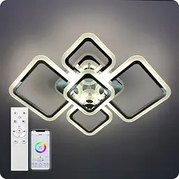 Люстра світлодіодна 517 Light 3color з пультом 114Вт Хром (01450)