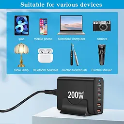 Мережевий зарядний пристрій USB-C 200W 6-портовий - мініатюра 6