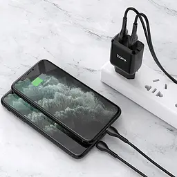 Адаптер HOCO Lightning cable Speedy dual port charger set N7 |2USB, 2.1A| (Safety Certified) - мініатюра 4