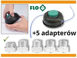 Головка для кріплення жилки до газонокосарок Flo Ø=2- 2,4 мм, 5 адаптерів, Ø= 108 мм, h= 58 мм (79550) - мініатюра 4