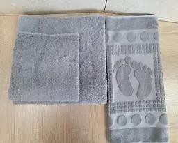 Набір турецьких махрових однотонних рушників Zeron 50х90+70х140+50х70 Light Gray щільність 500 г/м2